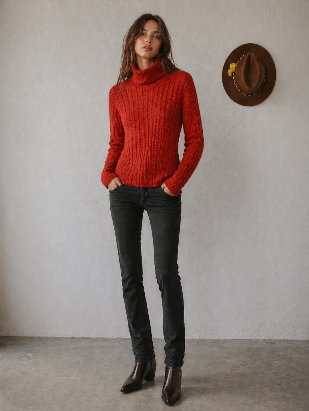 Banana Republic Chunky Knit Sweater in Vibrant Orange